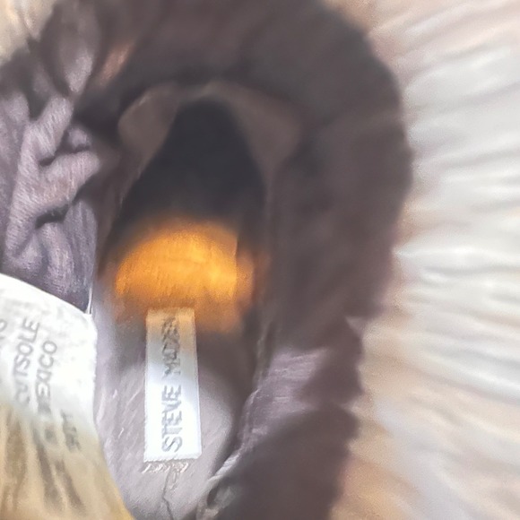 Steve Madden Cognac Knit Cuff Leather Boots Side Zip Stacked Heel Womens 8.5M - Picture 7 of 15